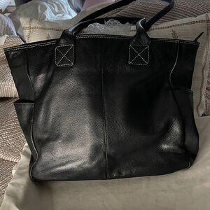 Black Leather Tote Bag Like New Quality Black Leather LLI New York